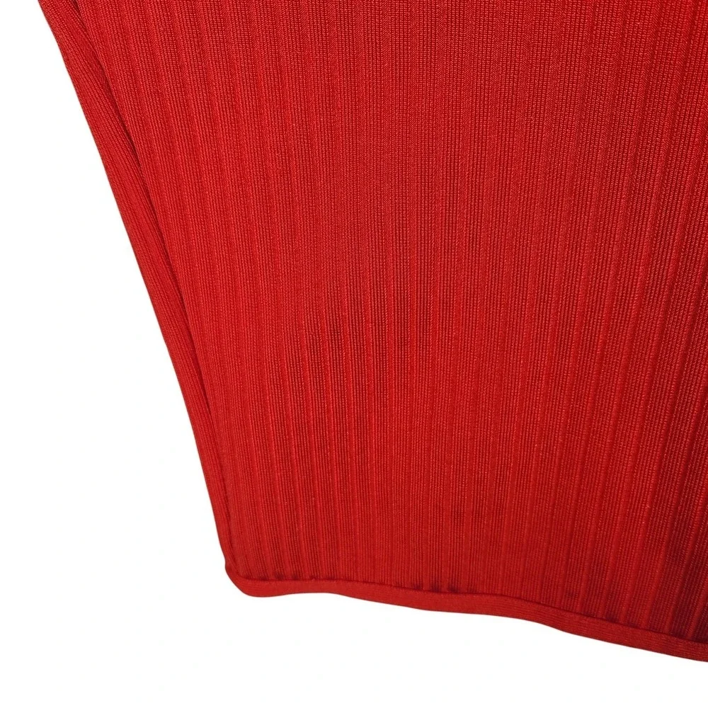 SUPERDOWN‎ Akeela Skirt Womens Small Red Ribbed Knit Midi Pencil Slit Zip